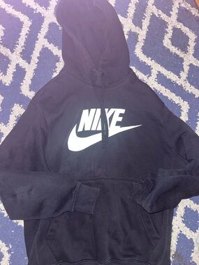 Nike Black Hoodie with White Logo and Swoosh
